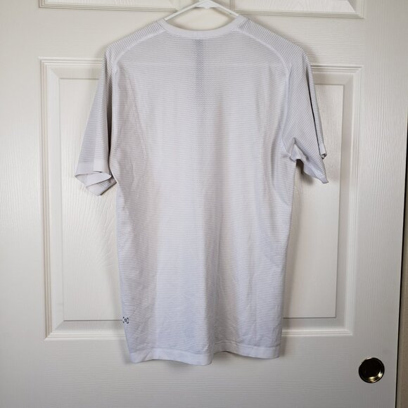 Lululemon Mens Metal Vent tech Striped short sleeve top White Size M Athletic - Picture 5 of 7